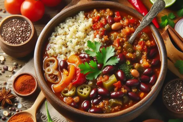 Chili Vegano com Quinoa e Feijão